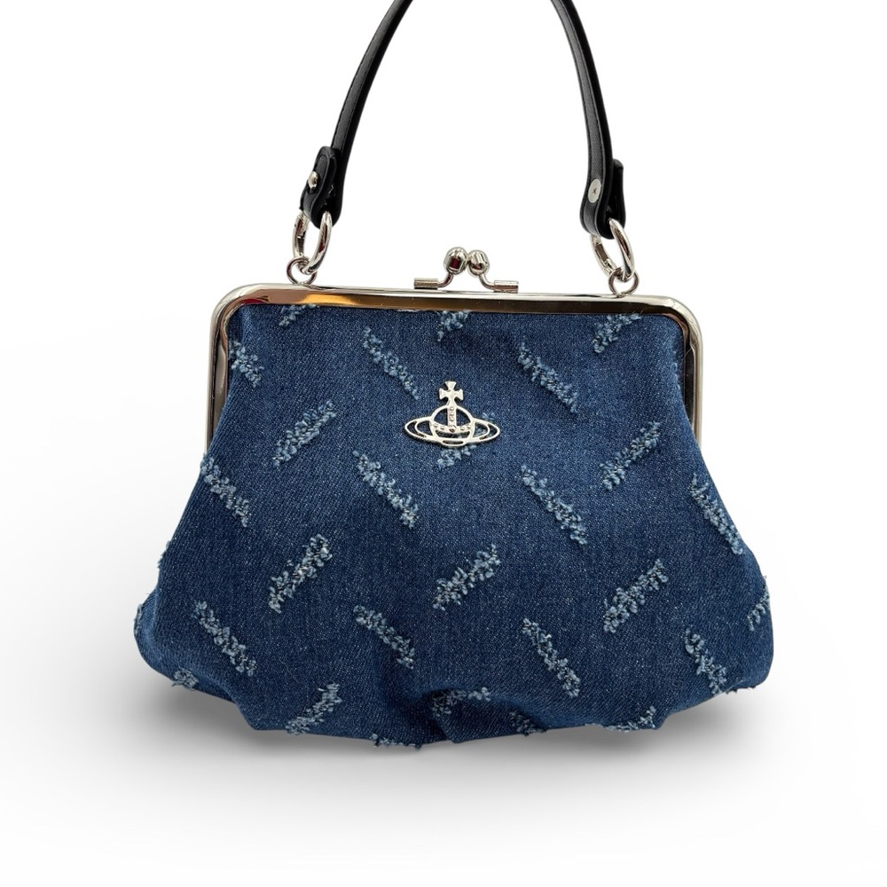 Vivienne Westwood Granny Denim Frame Crossbody Bag Blue Orb Logo